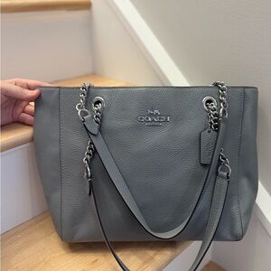 Coach Steel Gray Leather Tote